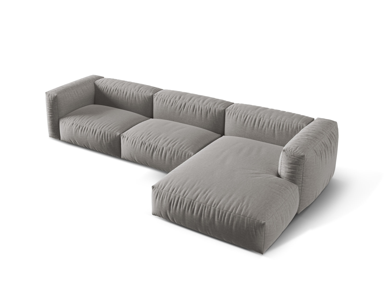 Elegantes, modulares Ecksofa Martina in hellem Grau, perfekt für drei Personen. Ideal für moderne Wohnräume und gesellige Abende.