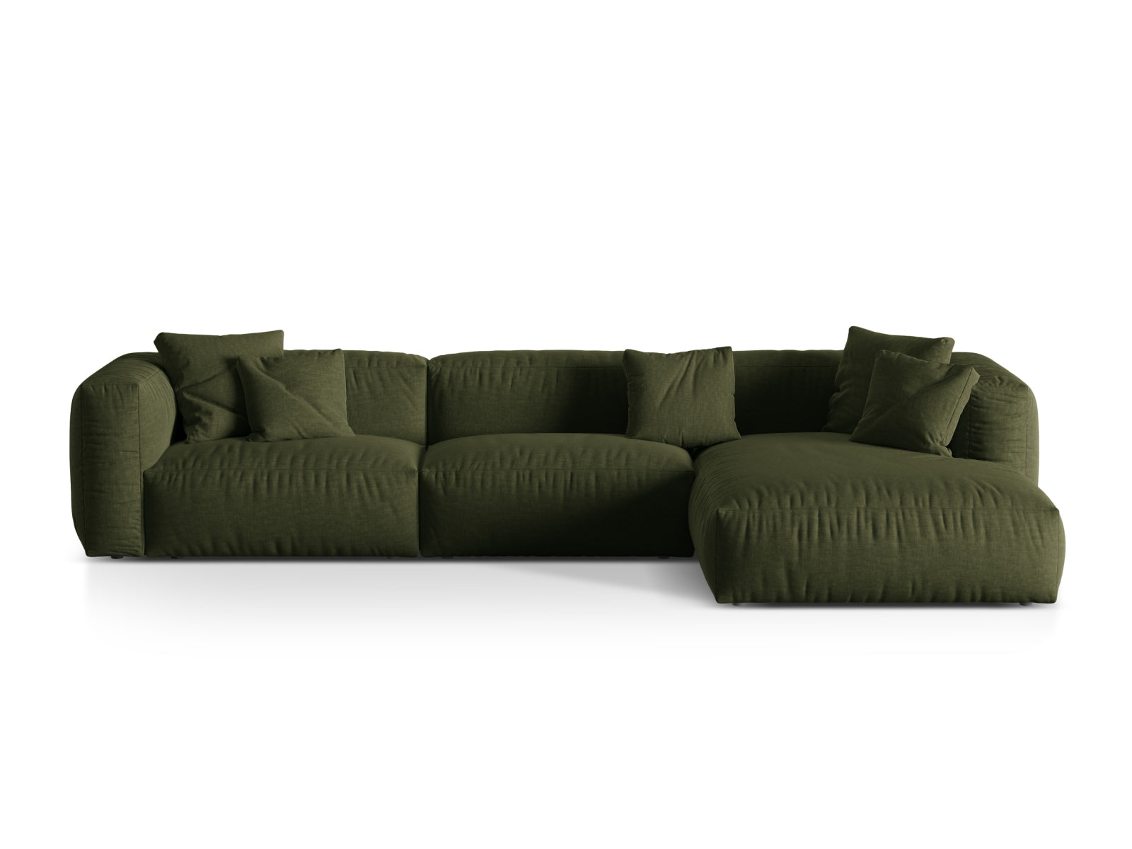 Martina Modulares Ecksofa rechts 3 Sitzer in Green-Boston präsentiert im Onlineshop von KAQTU Design AG. L-Sofa rechts ist von Micadoni