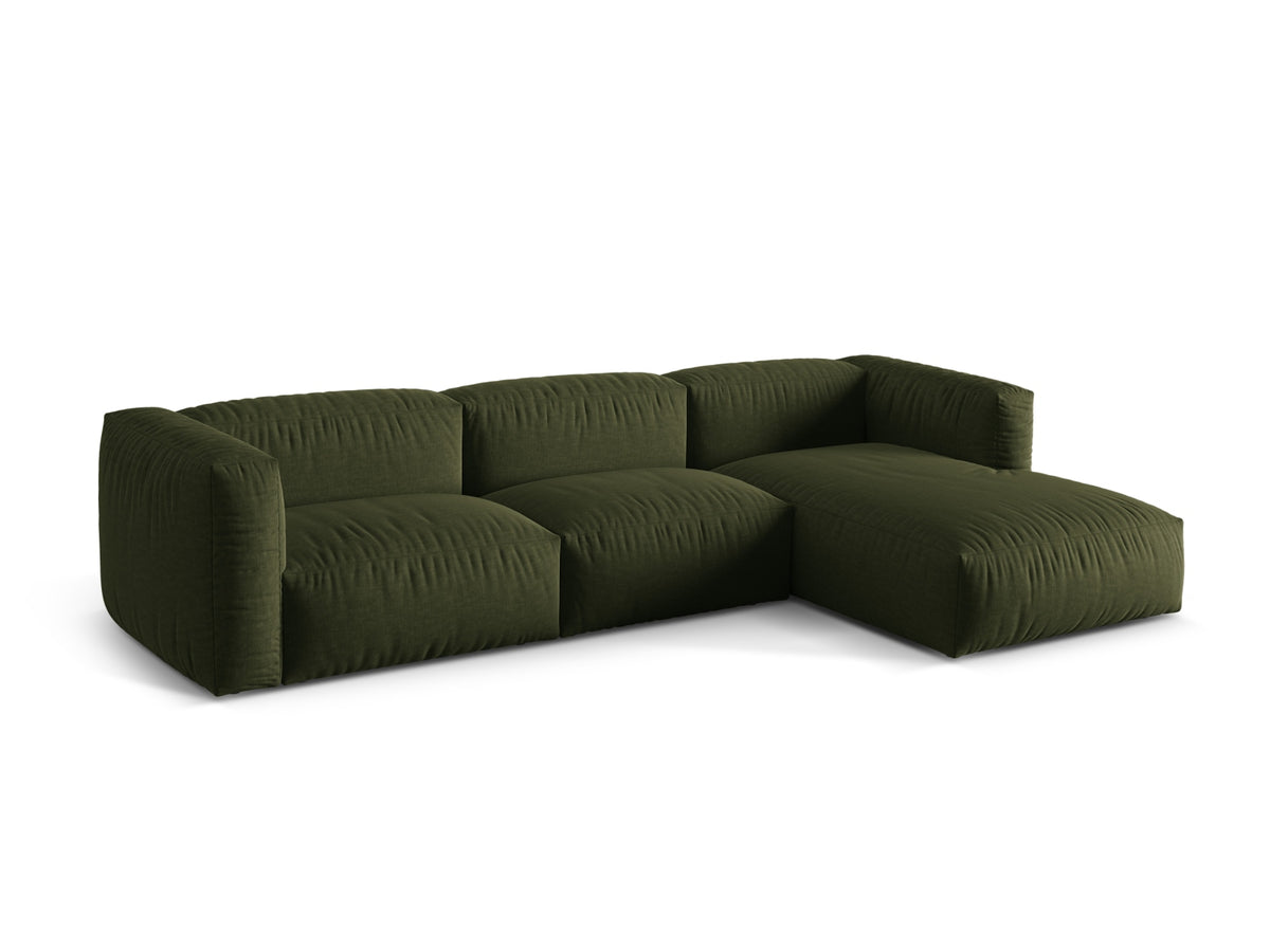 Martina Modulares Ecksofa rechts 3 Sitzer in Green-Boston präsentiert im Onlineshop von KAQTU Design AG. L-Sofa rechts ist von Micadoni