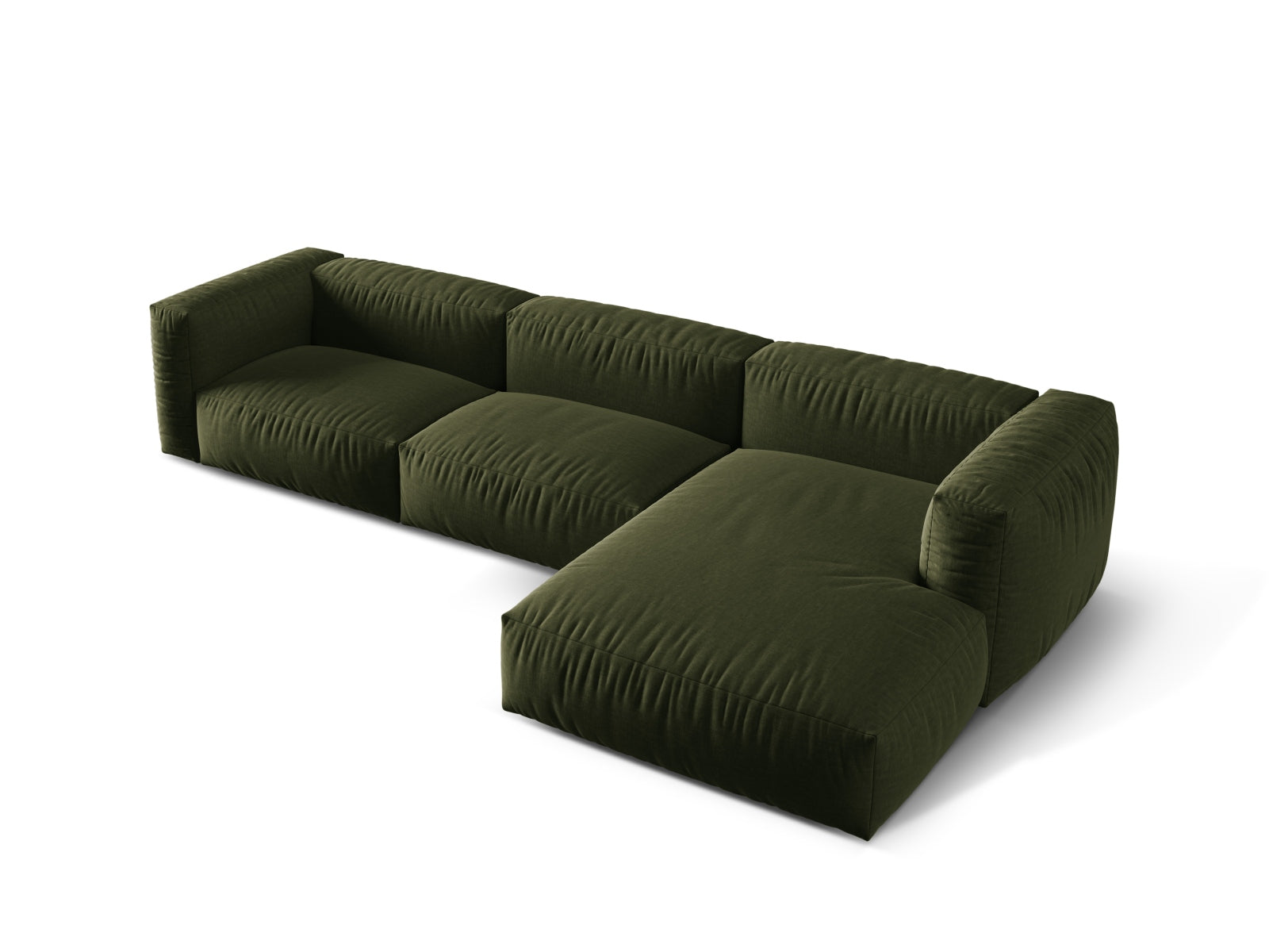 Modernes, modulares Ecksofa Martina in stilvollem Grün, 3-Sitzer, perfekt für gemütliche Wohnzimmer und vielseitige Einrichtungsmöglichkeiten.