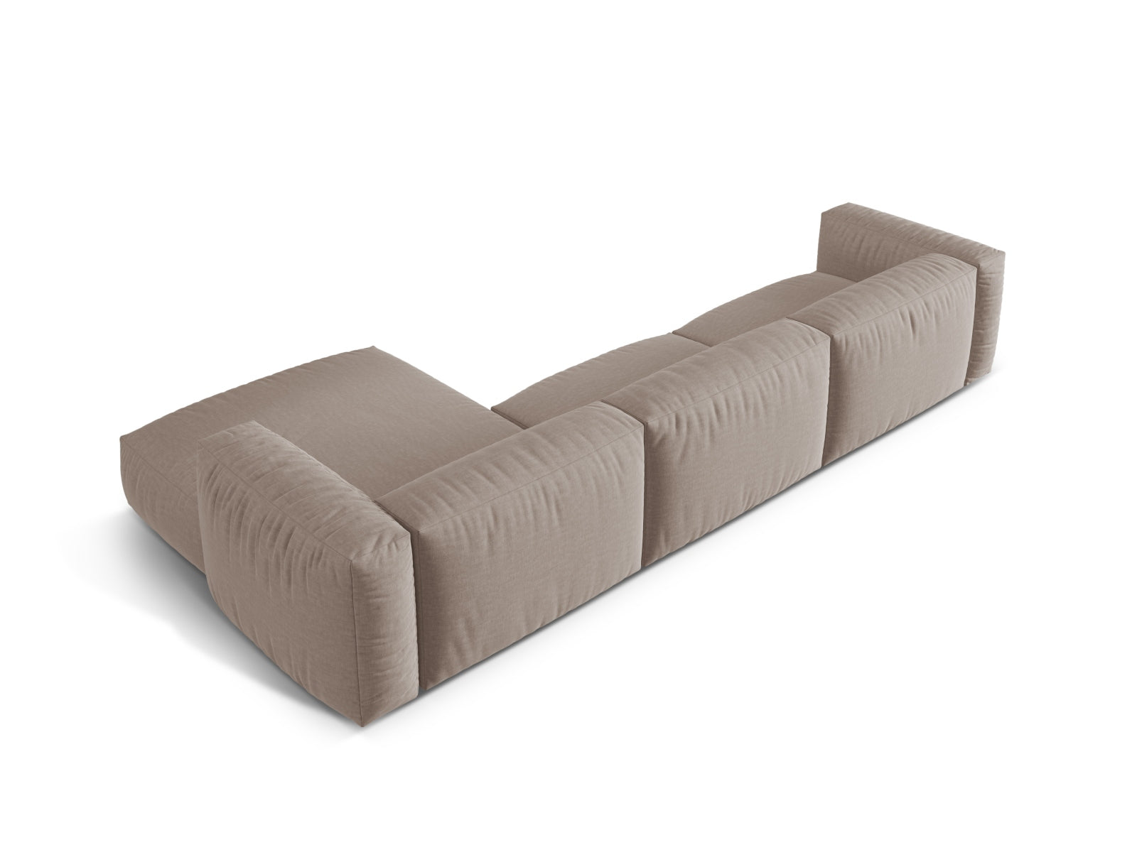 Elegantes, modulares Ecksofa in warmem Dunkelbeige, ideal für stilvolle Wohnräume. 3-Sitzer von Micadoni mit anpassbarem Design.