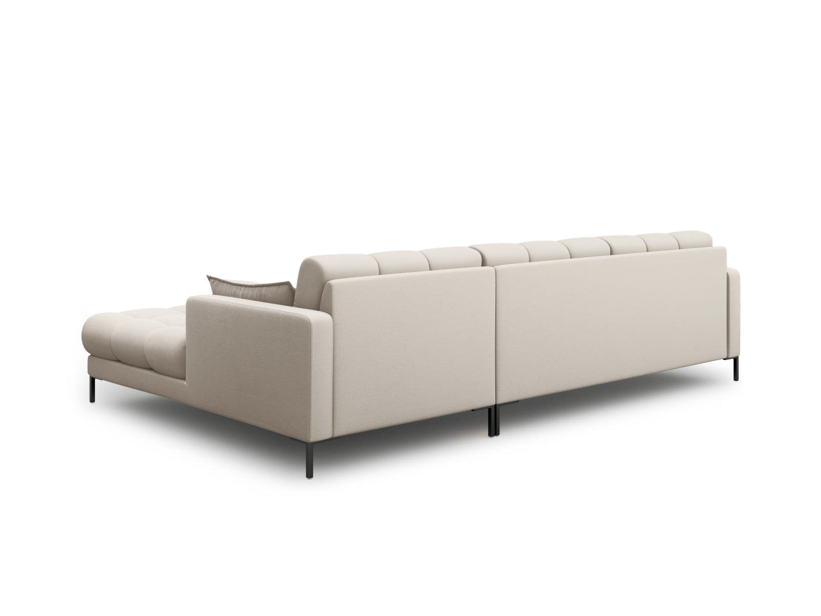 Stylisches Mamaia Ecksofa in Beige und Schwarz, 5-Sitzer von Micadoni, ideal für komfortable und moderne Wohnräume.