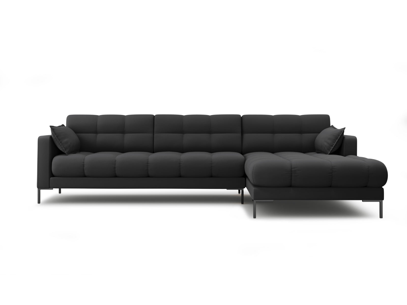 Mamaia Ecksofa rechts 5 Sitzer in Dark Grey/Schwarz-Neve präsentiert im Onlineshop von KAQTU Design AG. L-Sofa rechts ist von Micadoni