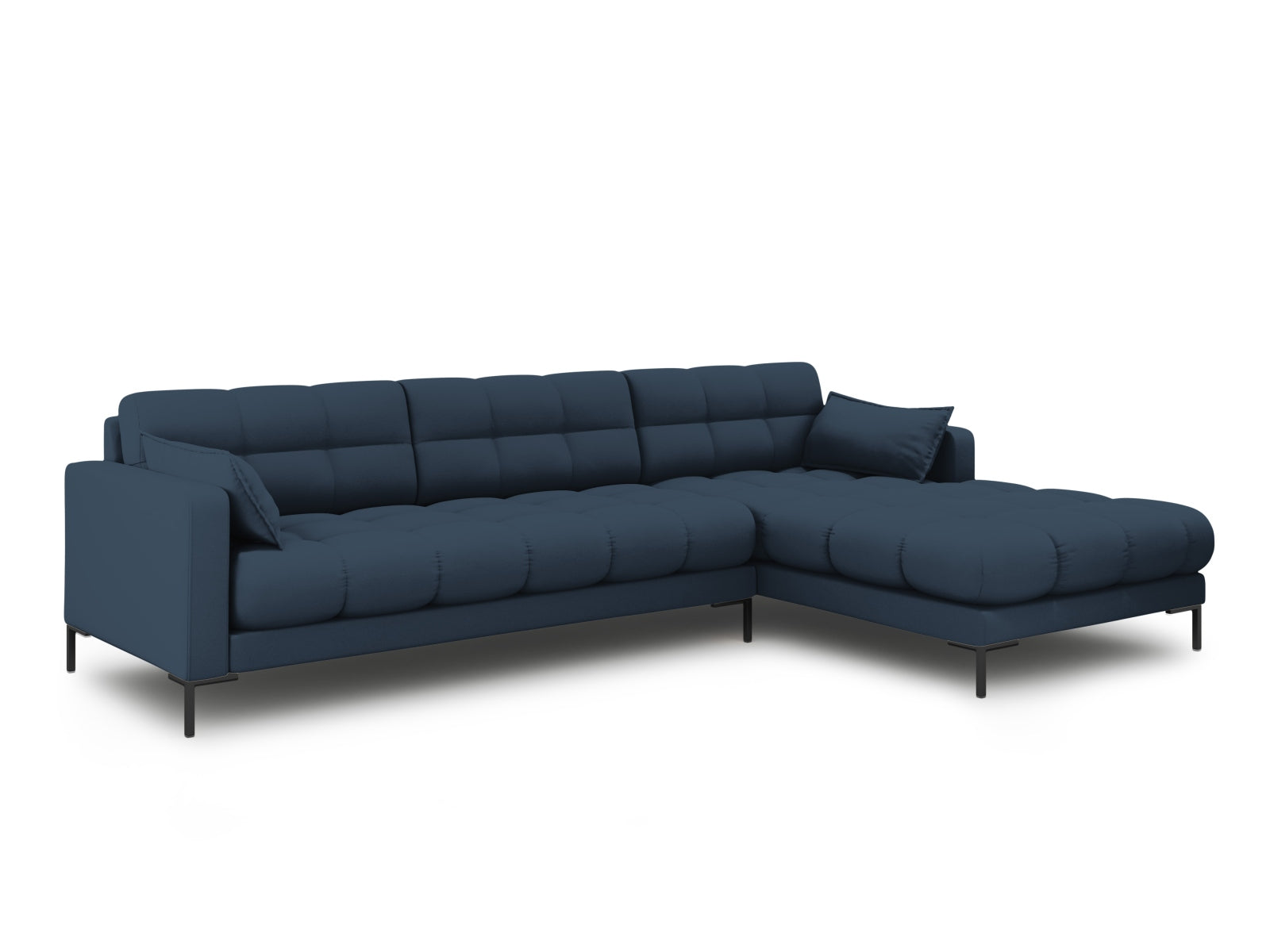 Elegantes Mamaia Ecksofa in Blau und Schwarz, 5-Sitzer, ideal für stilvolle Wohnräume, erhältlich bei KAQTU Design AG.