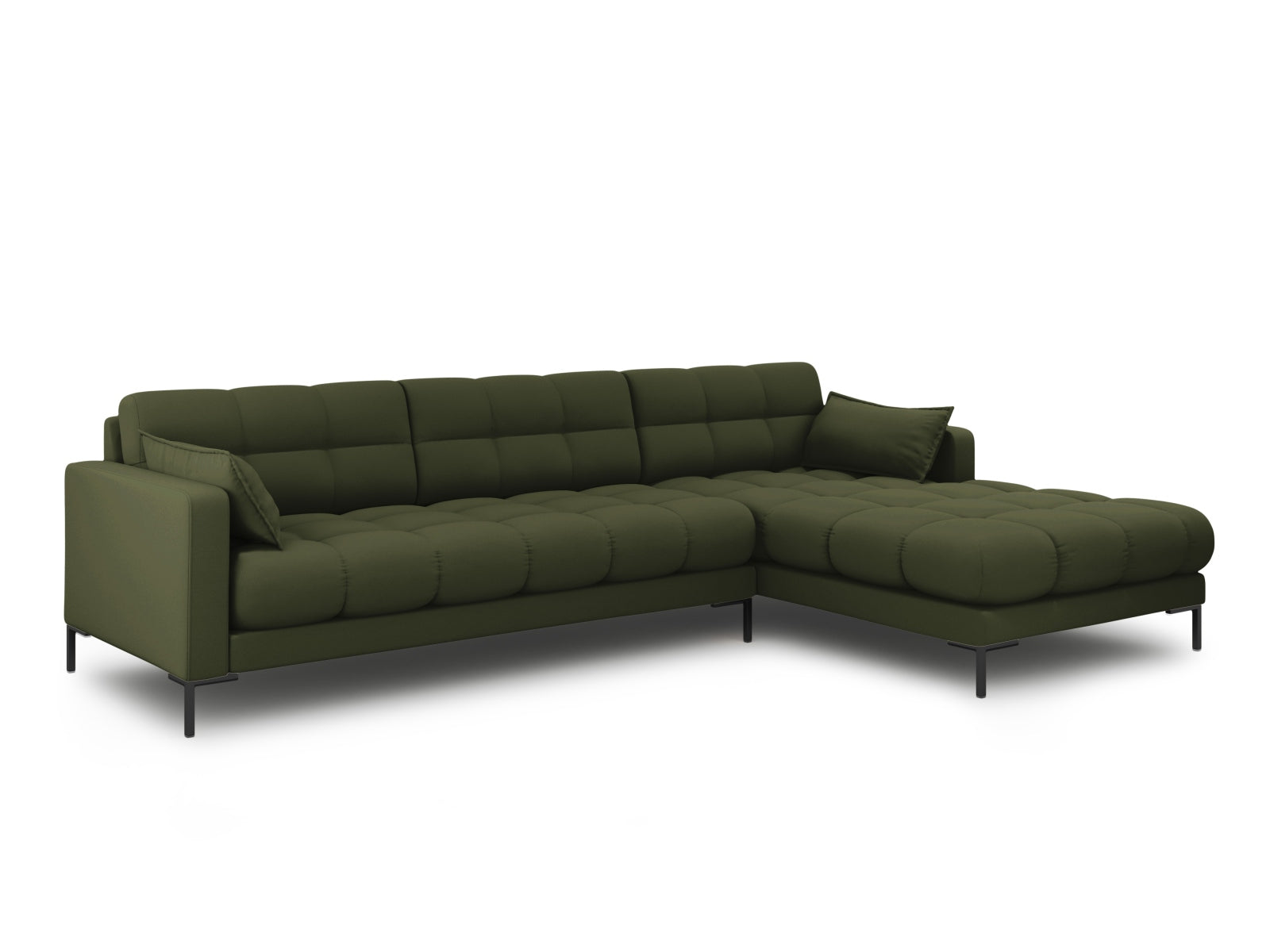 Elegantes Mamaia Ecksofa in Grün und Schwarz, 5-Sitzer, ideal für stilvolle Wohnräume, präsentiert von Micadoni.