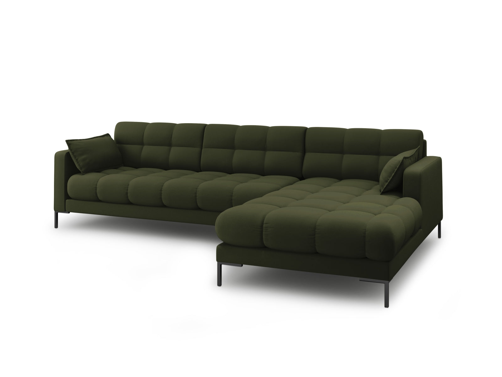 Modernes Mamaia Ecksofa in ansprechendem Grün und Schwarz, 5-Sitzer, perfekt für gemütliche und stilvolle Wohnzimmergestaltung von Micadoni.