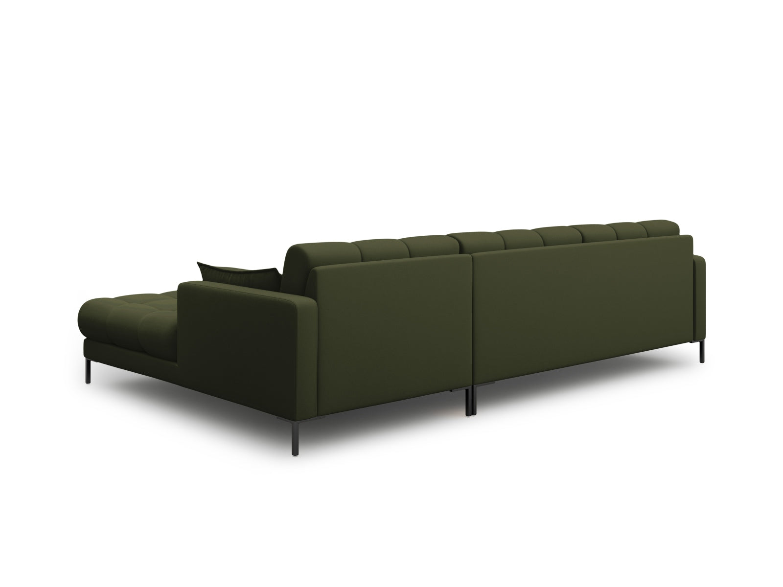 Elegantes Mamaia Ecksofa in trendigem Grün und Schwarz, 5-Sitzer, ideal für stilvolle Wohnräume und entspannte Abende von Micadoni.