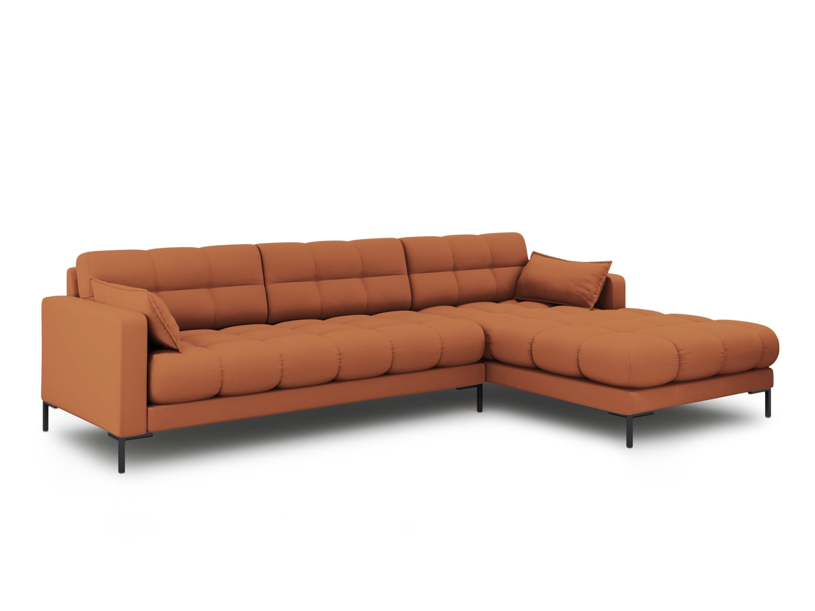 Elegantes Mamaia Ecksofa rechts, 5-Sitzer in stilvollem Brick und Schwarz-Neve, ideal für moderne Wohnräume.