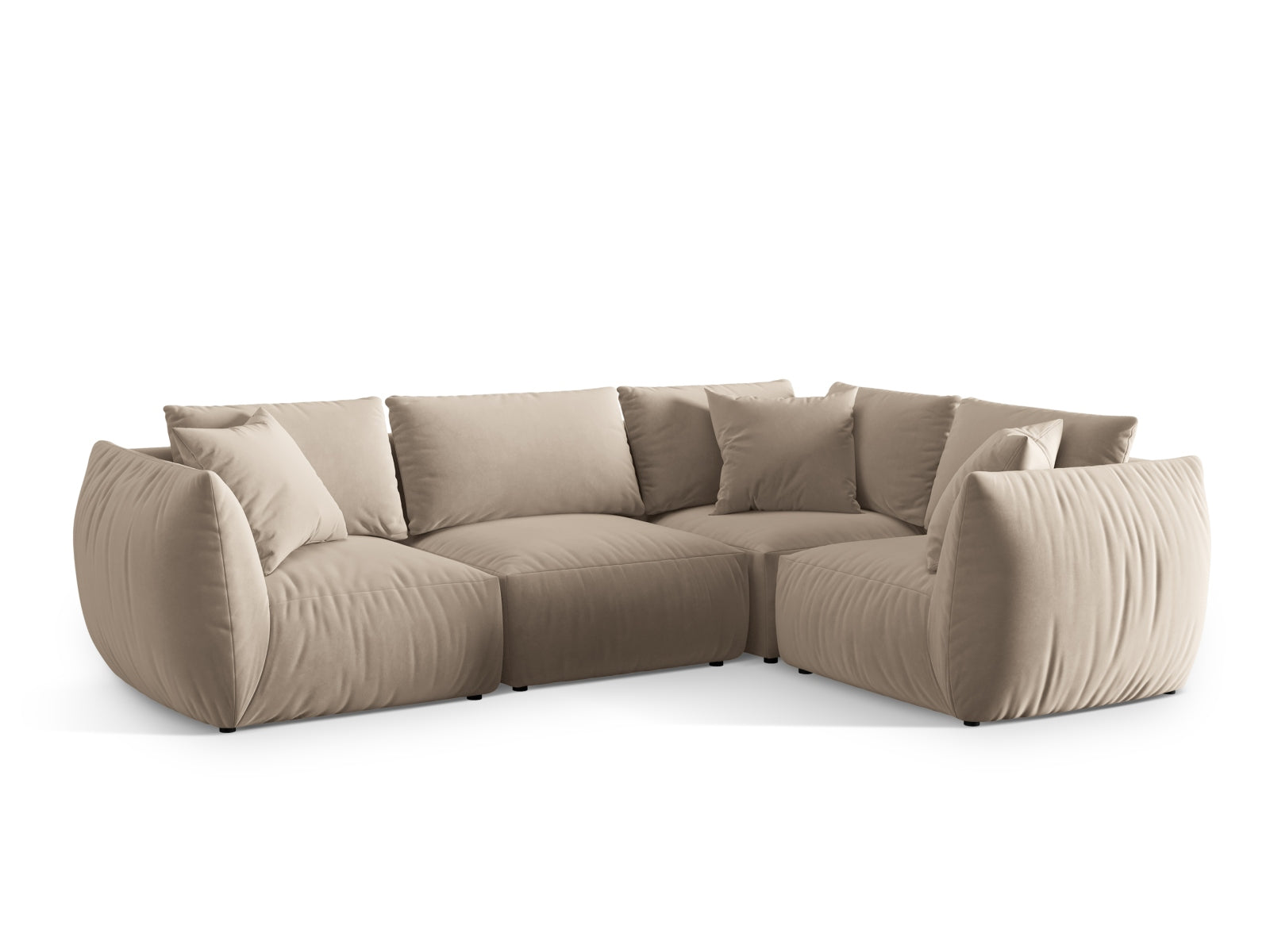Stilvolles Chris Velour Ecksofa rechts, 4-Sitzer in Ecru-Casino, perfekt für moderne Wohnkonzepte, angeboten von Micadoni.
