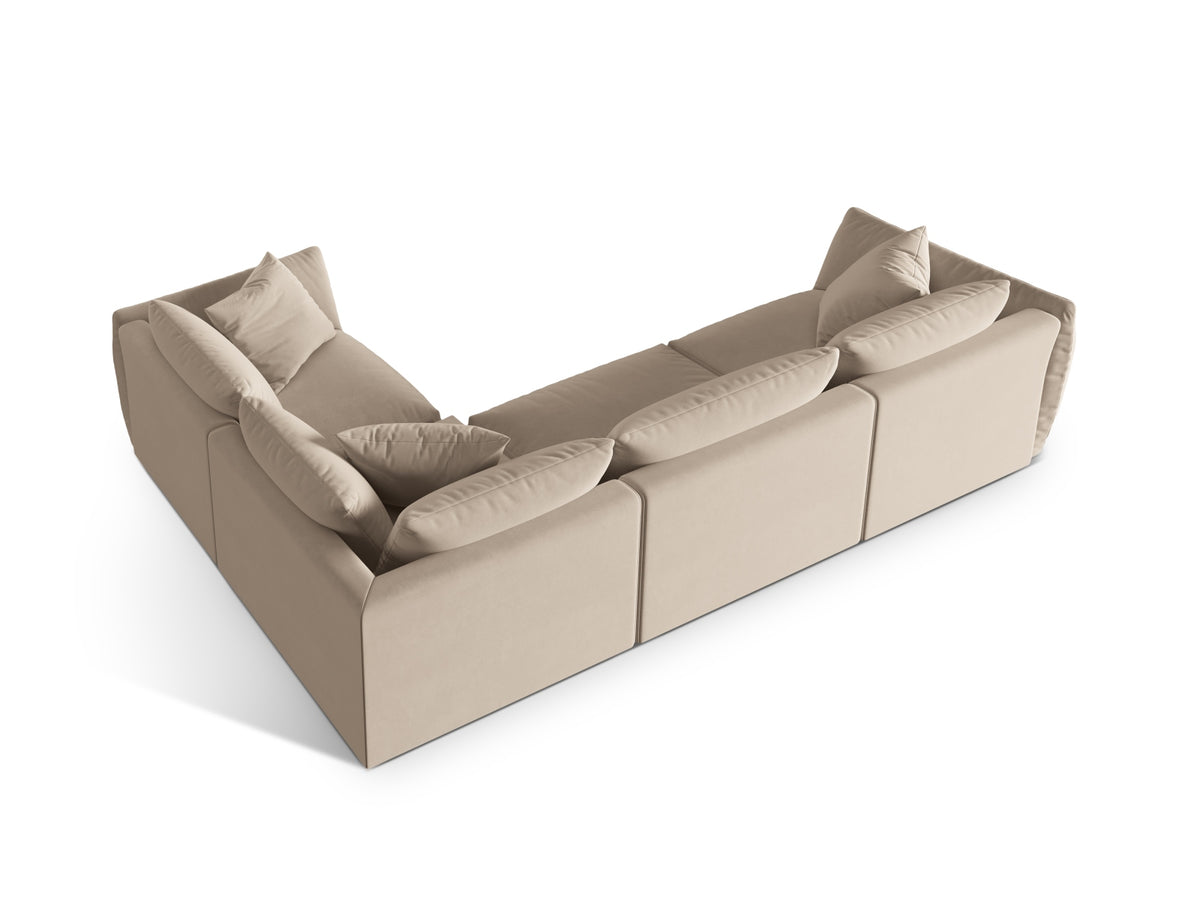 Chris Velour Ecksofa rechts 4 Sitzer in Ecru-Casino präsentiert im Onlineshop von KAQTU Design AG. Ecksofa rechts ist von Micadoni