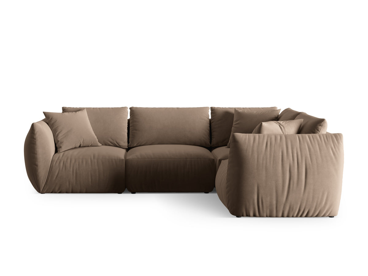 Chris Velour Ecksofa rechts 4 Sitzer in Light Brown-Casino präsentiert im Onlineshop von KAQTU Design AG. Ecksofa rechts ist von Micadoni