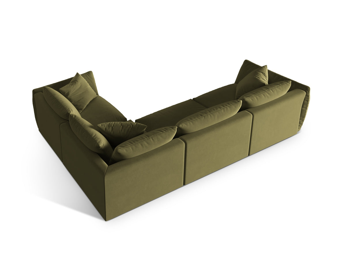 Chris Velour Ecksofa rechts 4 Sitzer in Light Green-Casino präsentiert im Onlineshop von KAQTU Design AG. Ecksofa rechts ist von Micadoni