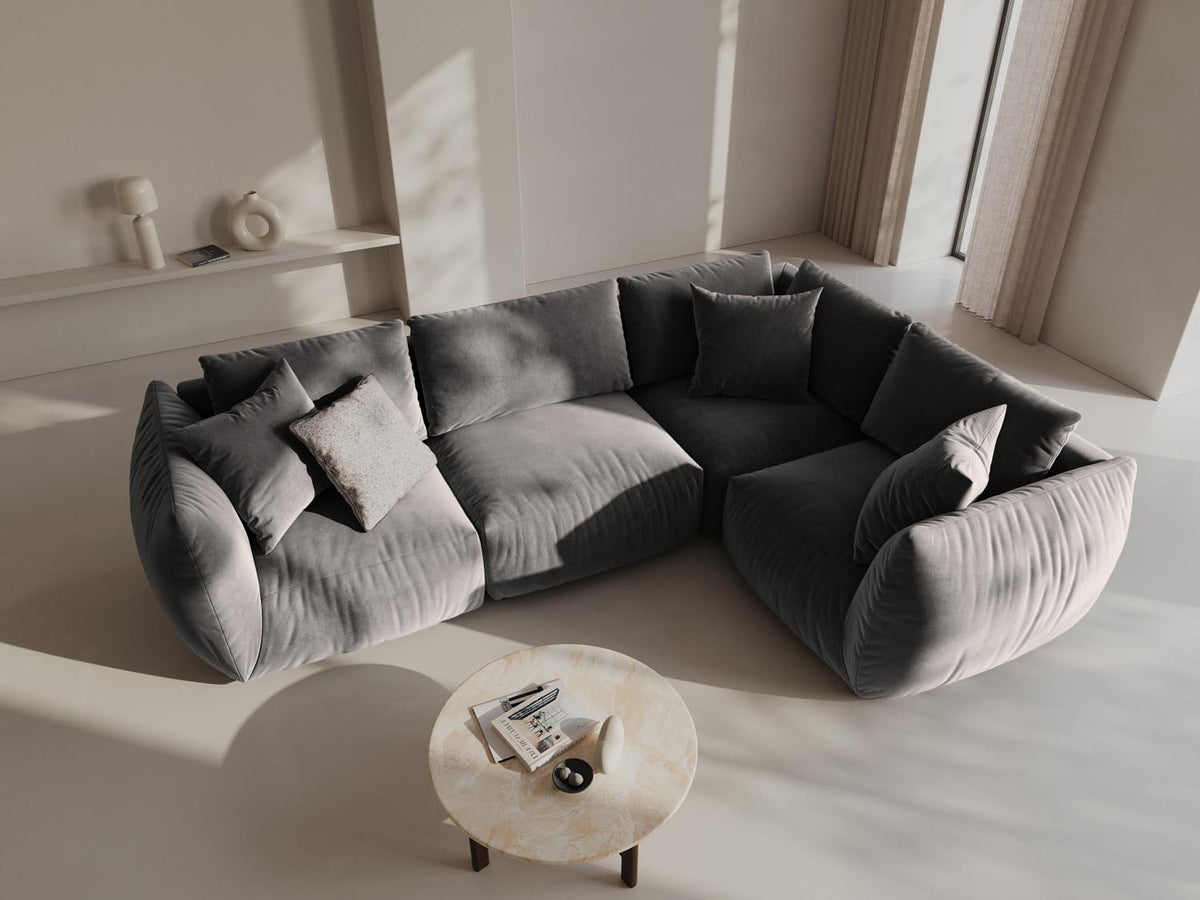 Chris Velour Ecksofa rechts 4 Sitzer in Grey-Casino präsentiert im Onlineshop von KAQTU Design AG. Ecksofa rechts ist von Micadoni