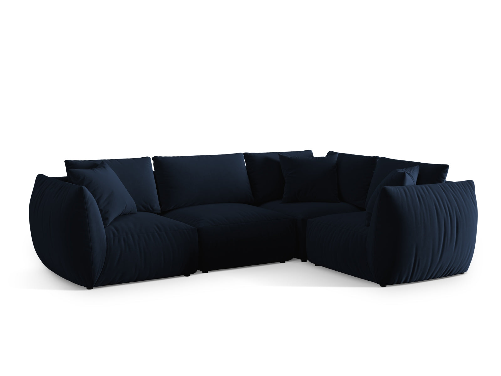 Stilvolles Chris Velour Ecksofa in Royal Blue, 4-Sitzer, perfekt für gemütliche Wohnzimmer und moderne Einrichtung.
