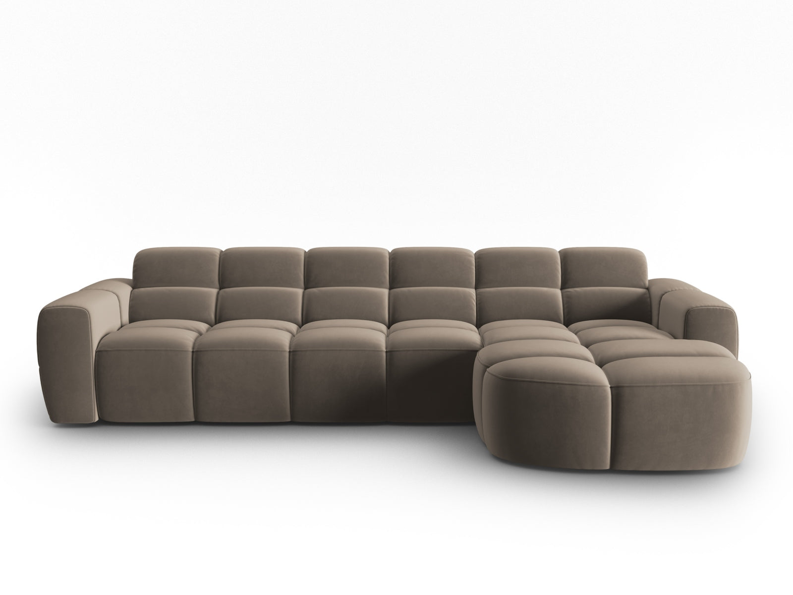 Lisa Velour Ecksofa rechts 4 Sitzer in Light Brown präsentiert im Onlineshop von KAQTU Design AG. Ecksofa rechts ist von Micadoni