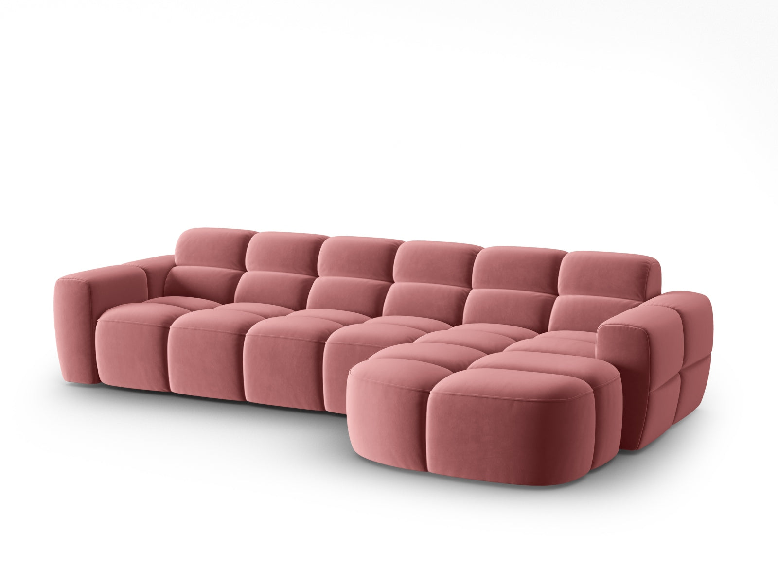 Erleben Sie das stilvolle Lisa Velour Ecksofa rechts von Micadoni. Dieses 4-Sitzer Sofa vereint Komfort und modernes Design für Ihr Wohnzimmer.