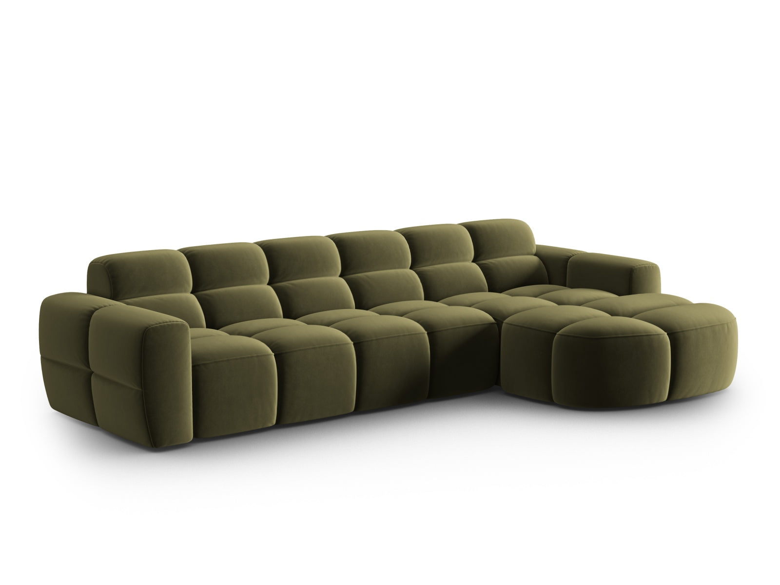 Entdecken Sie das elegante Lisa Velour Ecksofa rechts von Micadoni. Dieses 4-Sitzer Sofa bietet perfekten Komfort und zeitgemässes Design für Ihr Zuhause.