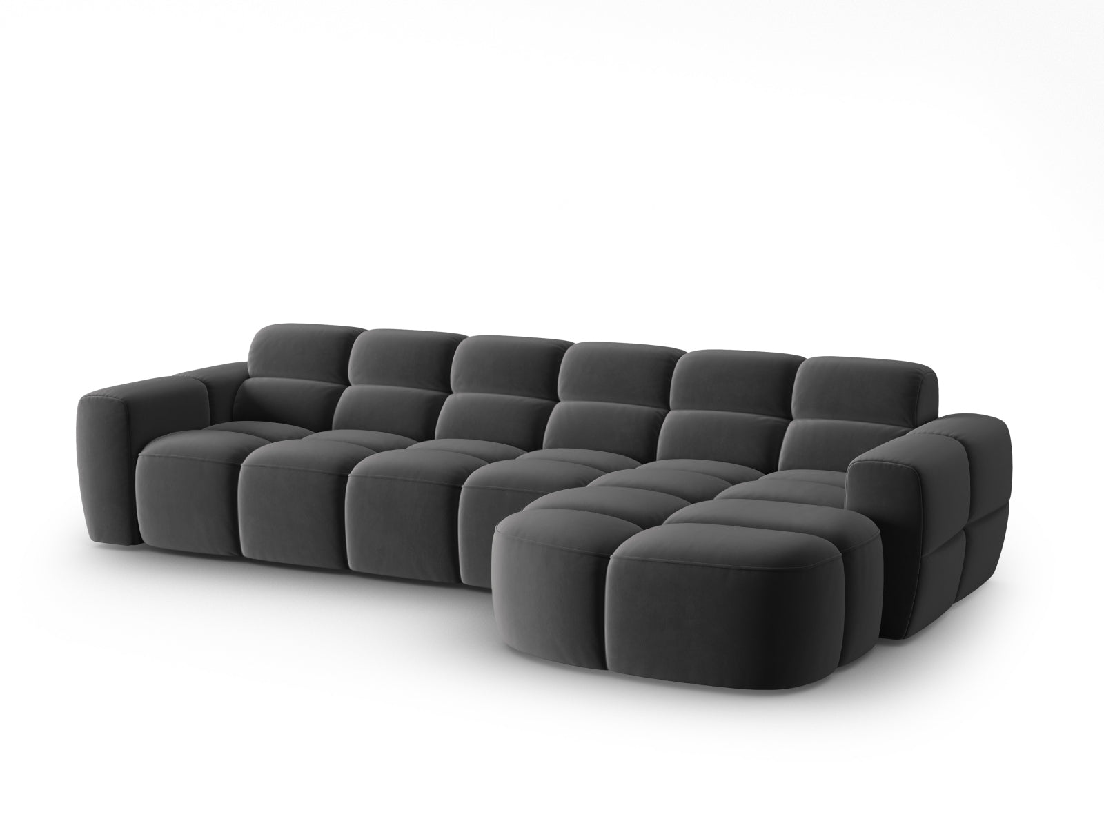 Erleben Sie das stilvolle Lisa Velour Ecksofa rechts von Micadoni. Dieses 4-Sitzer Sofa vereint Komfort und modernes Design für Ihr Wohnzimmer.