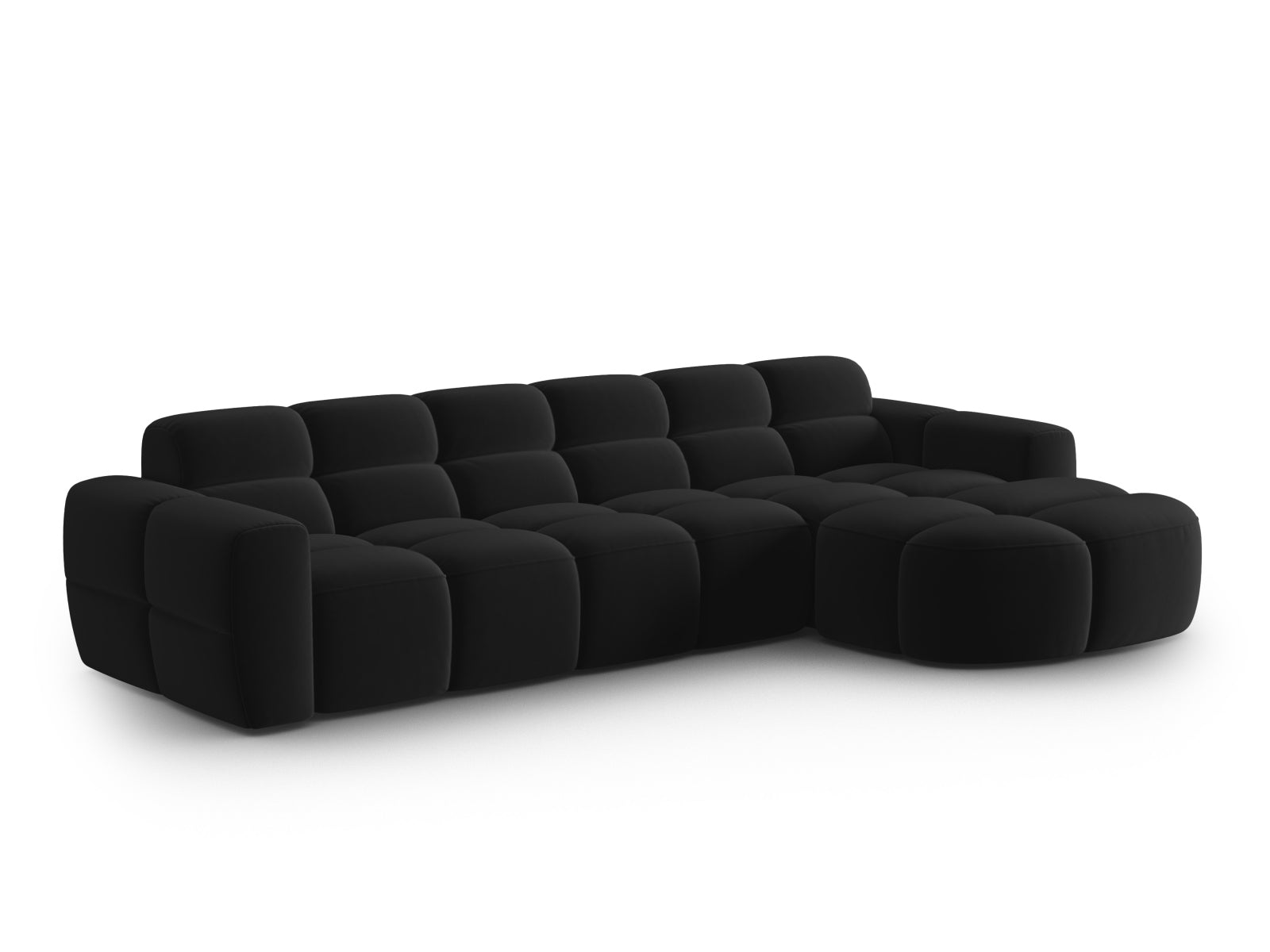 Entdecken Sie das elegante Lisa Velour Ecksofa rechts von Micadoni. Dieses 4-Sitzer Sofa bietet perfekten Komfort und zeitgemässes Design für Ihr Zuhause.