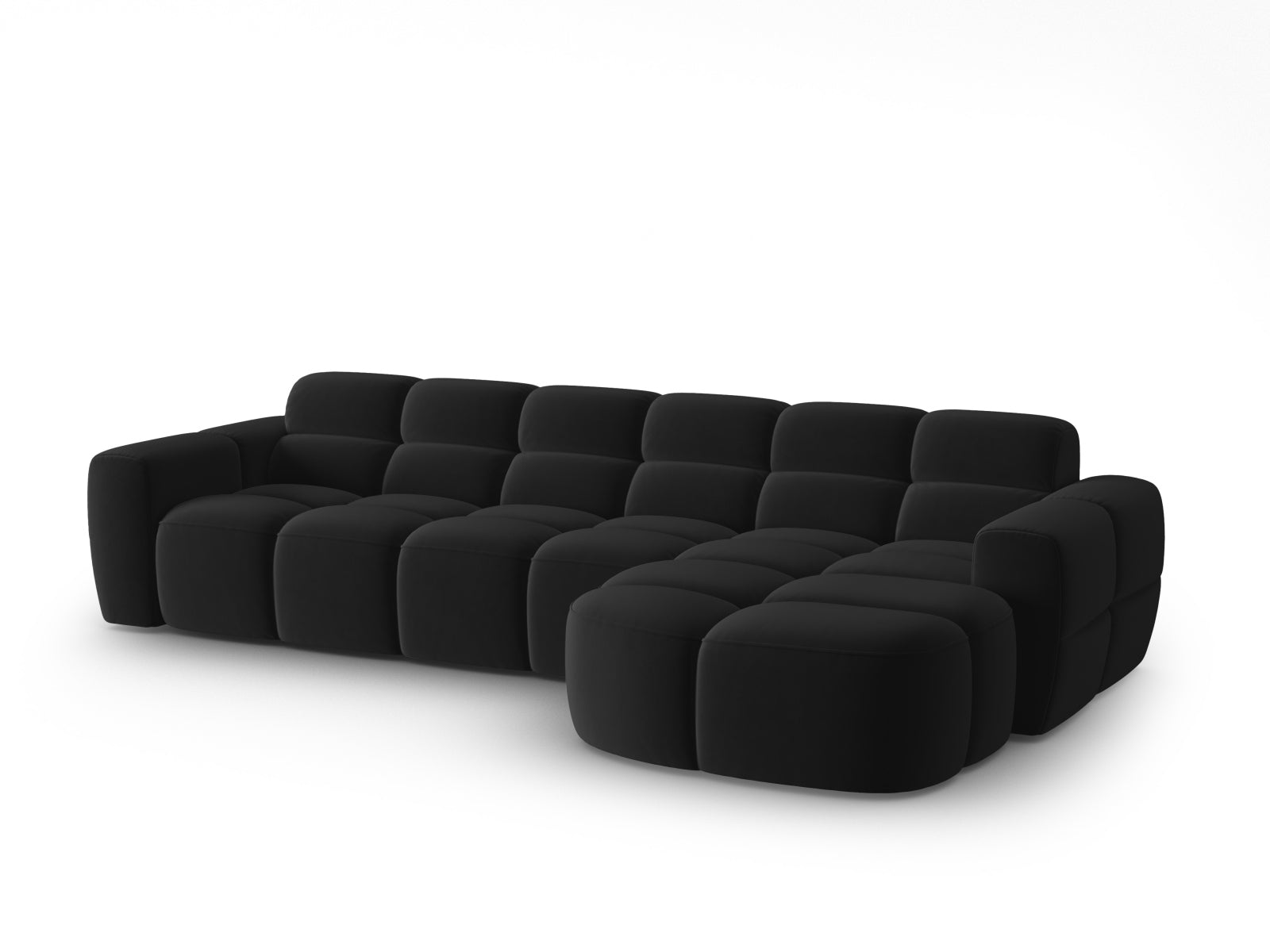 Erleben Sie das stilvolle Lisa Velour Ecksofa rechts von Micadoni. Dieses 4-Sitzer Sofa vereint modernen Komfort und elegantes Design für Ihr Wohnzimmer.