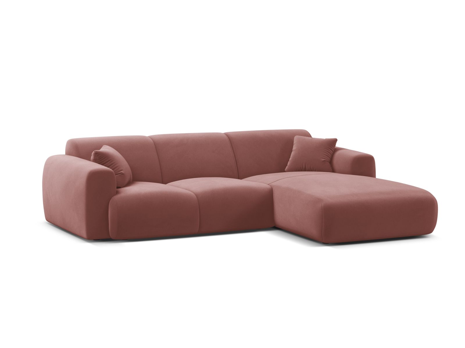 Elegantes Molino Velour Ecksofa rechts, 4-Sitzer in stilvollem Flamingo-Casino, ideal für moderne Wohnräume.