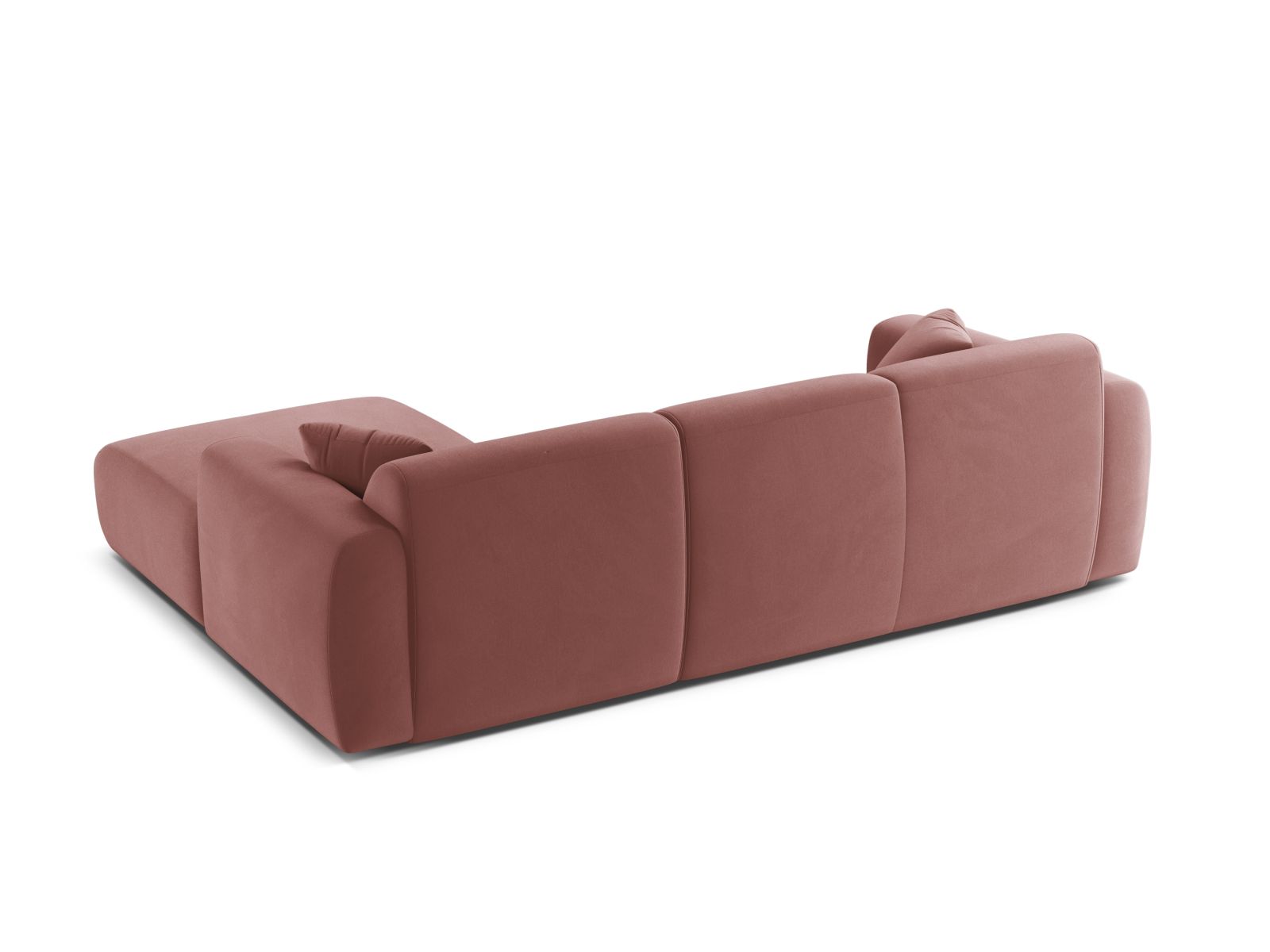 Elegantes Molino Velour Ecksofa rechts für 4 Personen in trendigem Flamingo-Casino, ideal für gemütliche und stilvolle Wohnräume.