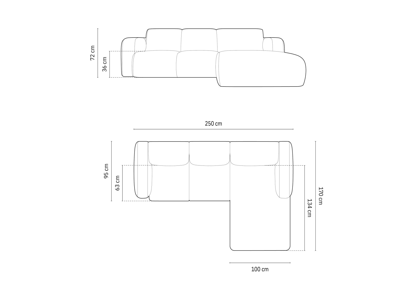 Molino Velour Ecksofa rechts 4 Sitzer in Light Grey präsentiert im Onlineshop von KAQTU Design AG. Ecksofa rechts ist von Micadoni