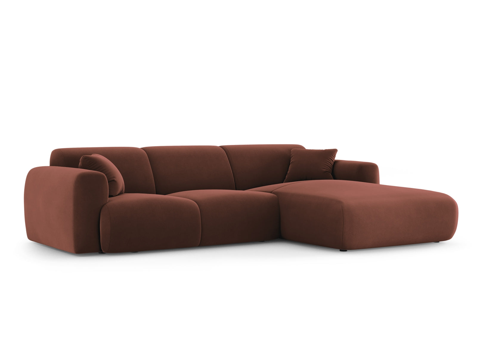 Elegantes Molino Velour Ecksofa rechts, 4-Sitzer in hochwertigem Cuoio-Casino, ideal für stilvolle Wohnräume.