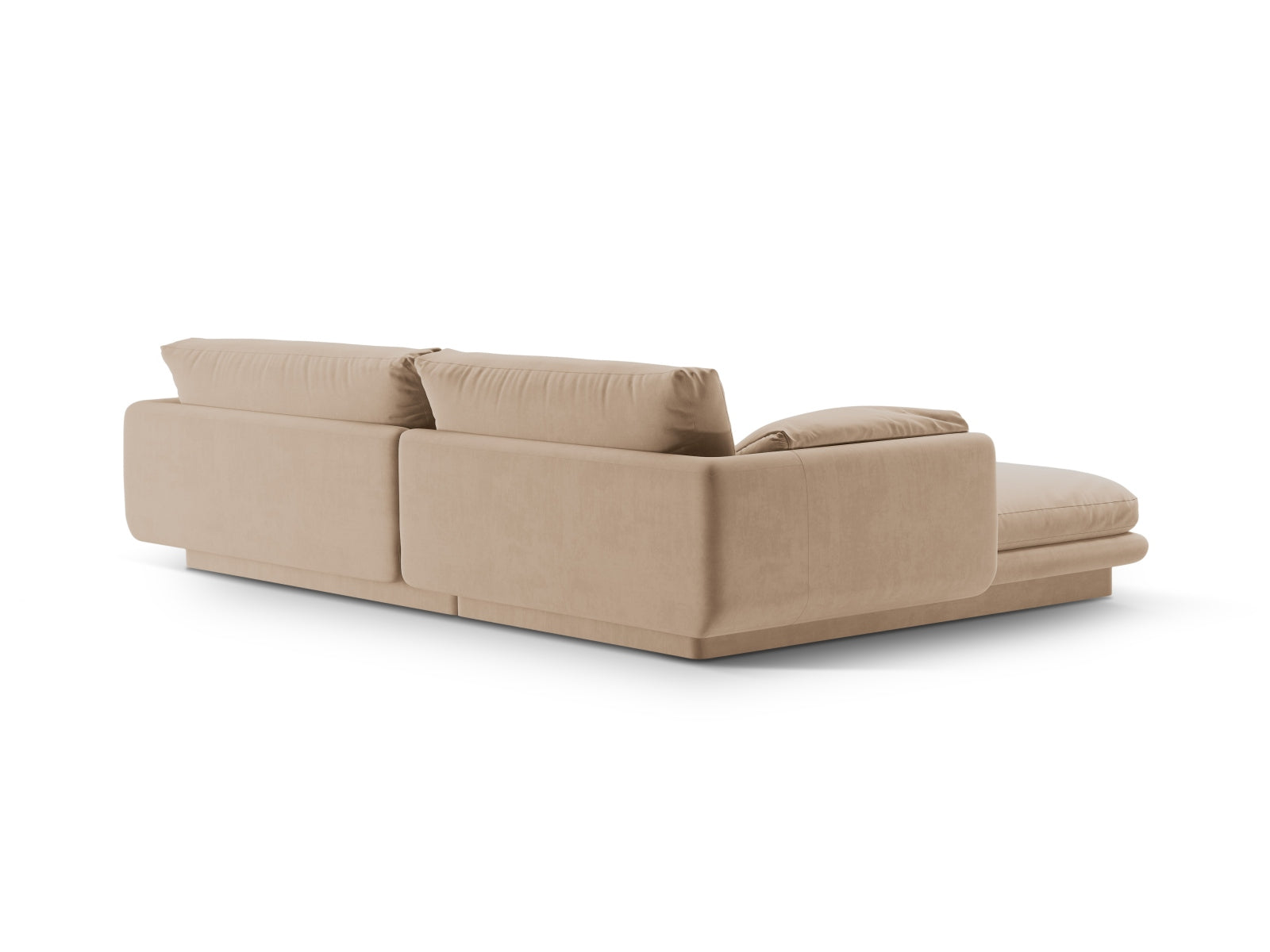 Modernes Torino Velour Ecksofa in Sand-Casino, 4-Sitzer, perfekt für gemütliche Wohnzimmer, erhältlich bei Micadoni.