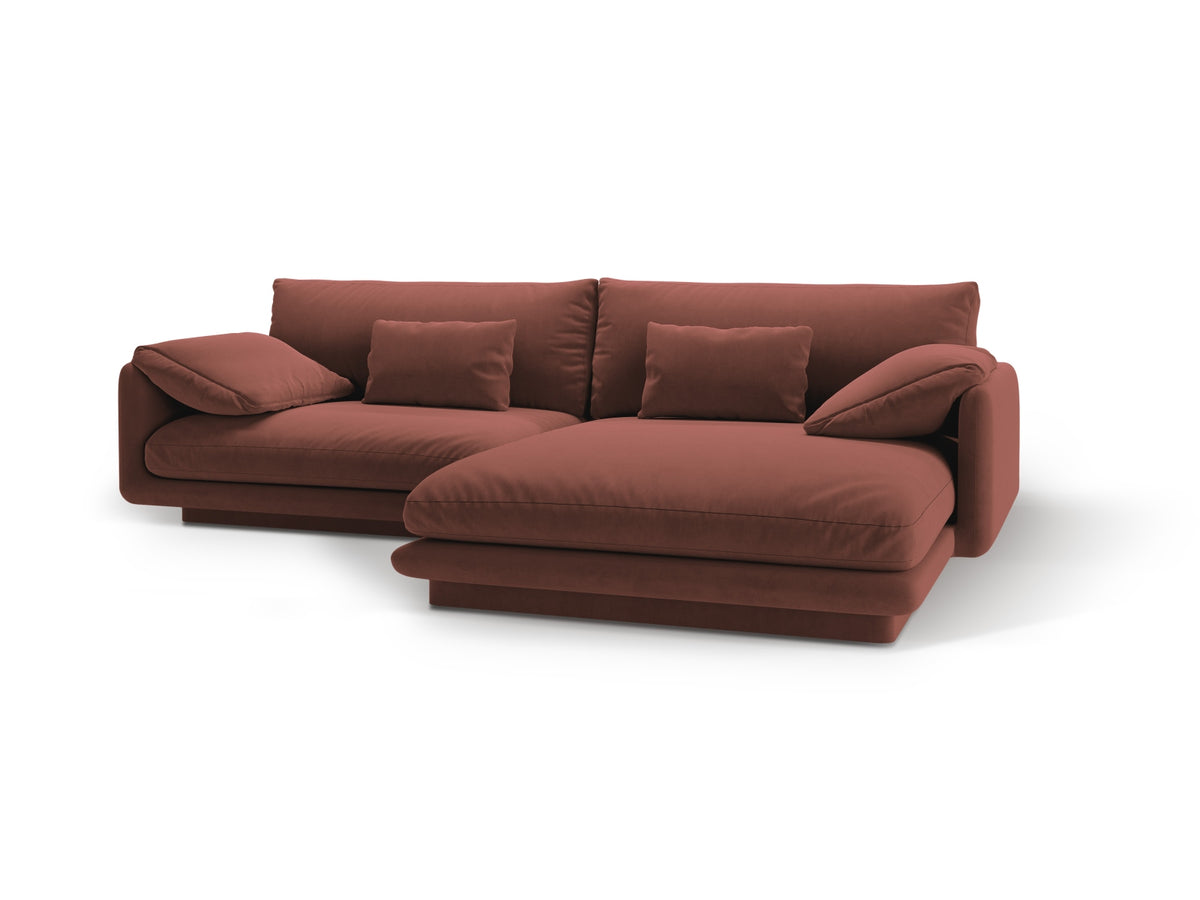 Torino Velour Ecksofa rechts 4 Sitzer in Cuoio-Casino präsentiert im Onlineshop von KAQTU Design AG. L-Sofa rechts ist von Micadoni