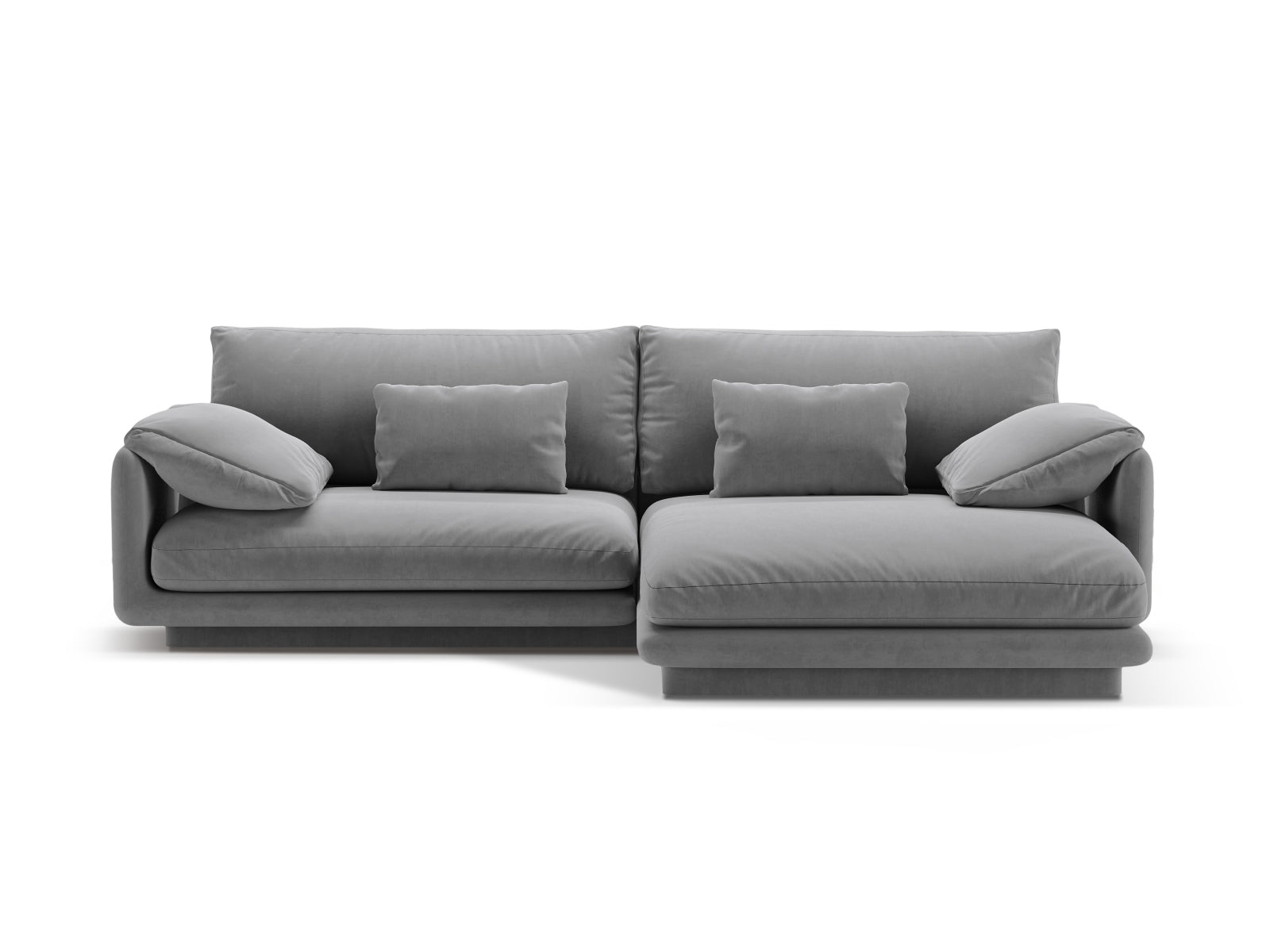 Torino Velour Ecksofa rechts 4 Sitzer in Light Grey präsentiert im Onlineshop von KAQTU Design AG. Ecksofa rechts ist von Micadoni