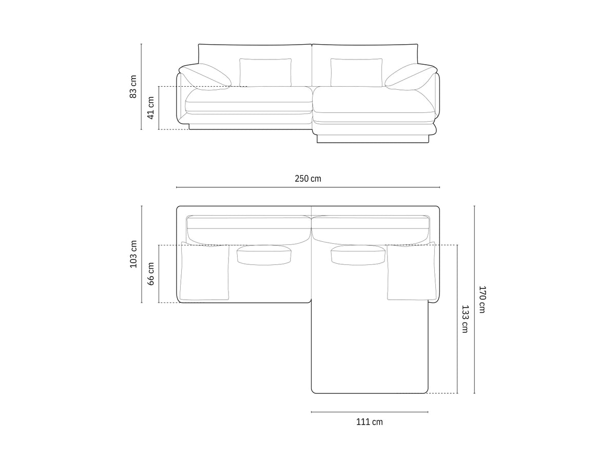 Torino Velour Ecksofa rechts 4 Sitzer in Light Grey-Casino präsentiert im Onlineshop von KAQTU Design AG. L-Sofa rechts ist von Micadoni