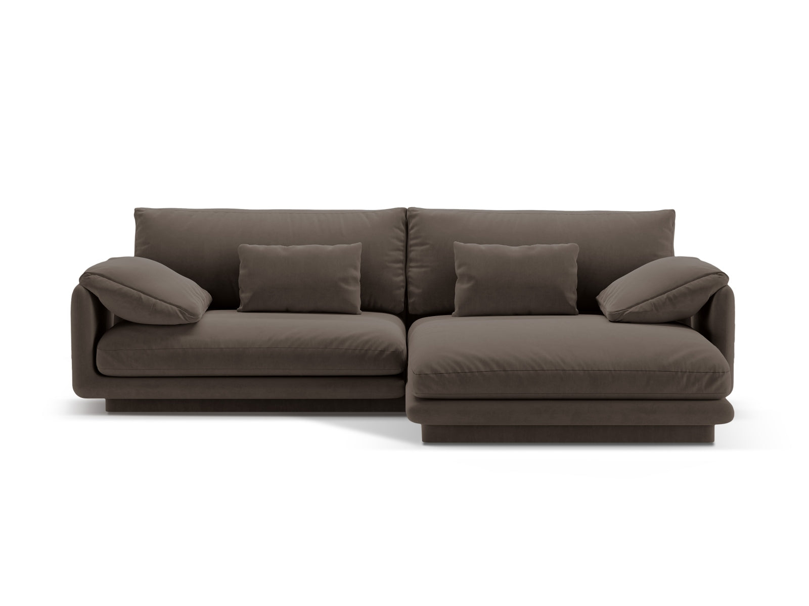 Torino Velour Ecksofa rechts 4 Sitzer in Ebony-Casino präsentiert im Onlineshop von KAQTU Design AG. L-Sofa rechts ist von Micadoni