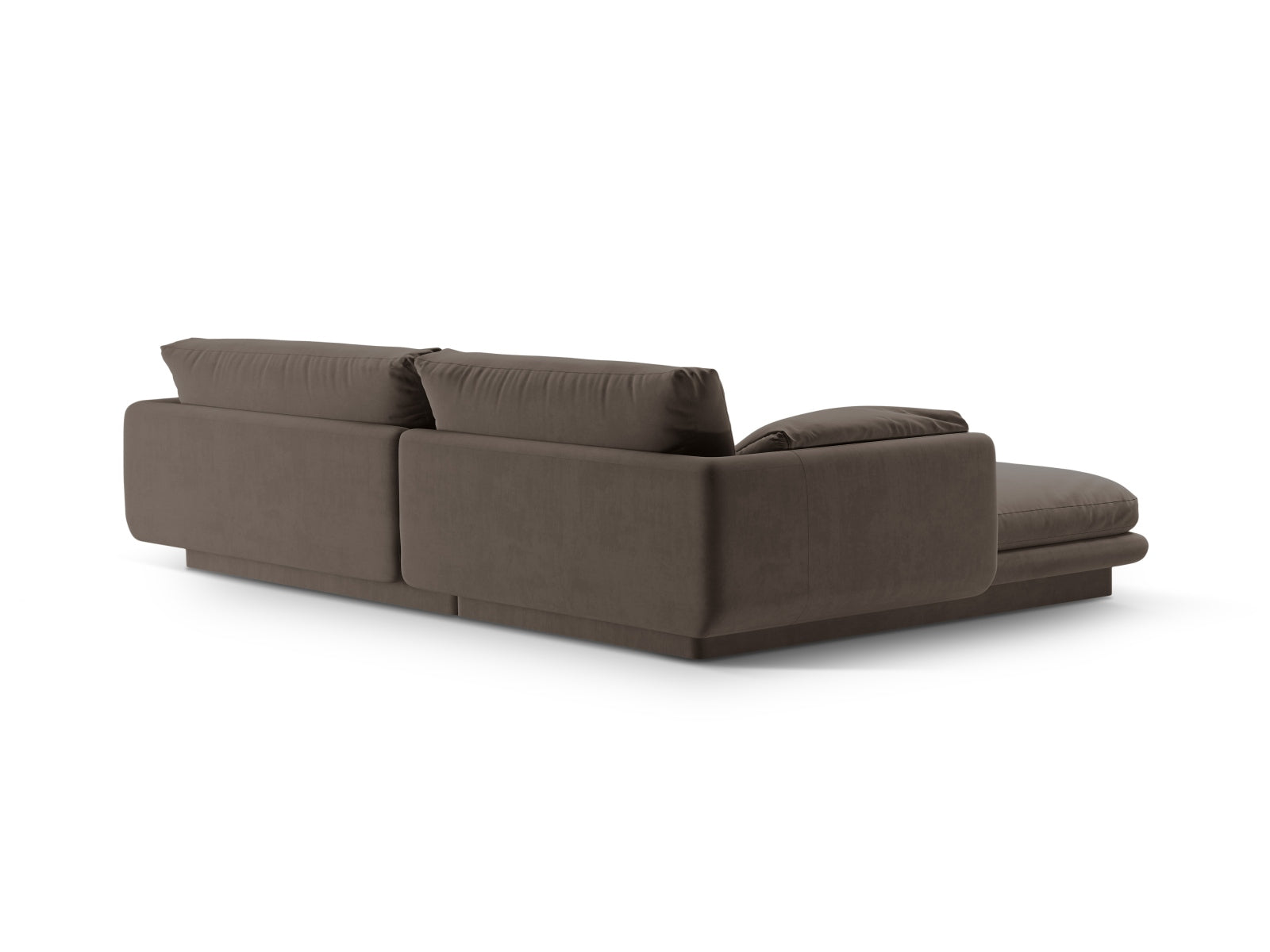 Stylisches 4-Sitzer Ecksofa Torino aus Velours, rechtsseitig, in edlem Ebony-Casino, perfekt für zeitgemäße Wohnkonzepte von Micadoni.