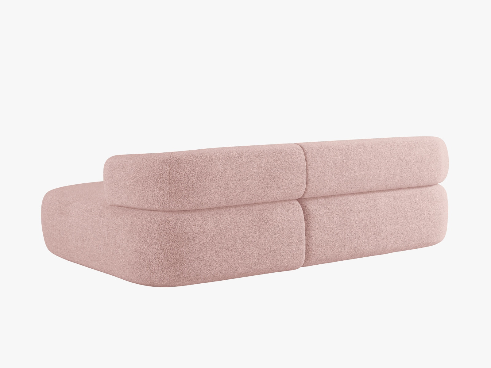 Elegantes Jenny Ecksofa in zartem Powder Pink, 5-Sitzer, ideal für stilvolle Wohnräume. Hochwertige Verarbeitung und modernes Design von Micadoni.