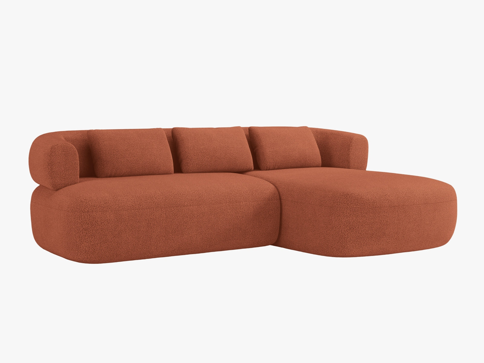Elegantes Jenny Ecksofa rechts, 5-Sitzer in stilvollem Brick, ideal für moderne Wohnräume. Hochwertige Verarbeitung von Micadoni.
