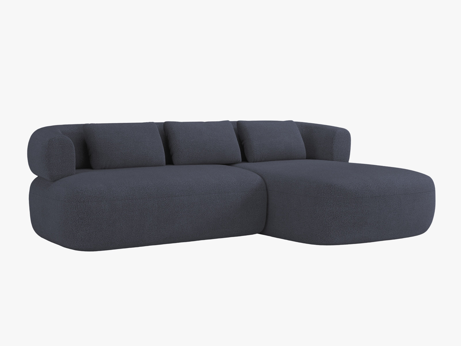 Elegantes Jenny Ecksofa rechts, 5-Sitzer in Dunkelblau, ideal für stilvolle Wohnräume. Hochwertige Verarbeitung von Micadoni.