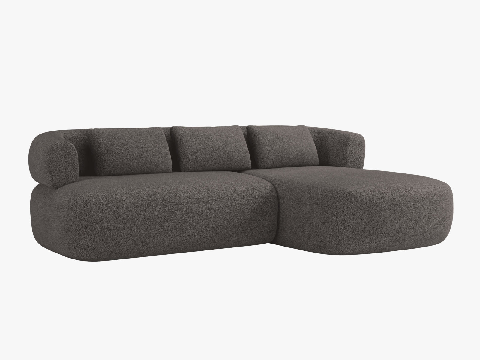Stylisches Jenny Ecksofa rechts, 5-Sitzer in elegantem Grau, ideal für moderne Wohnräume. Hochwertige Verarbeitung von Micadoni.