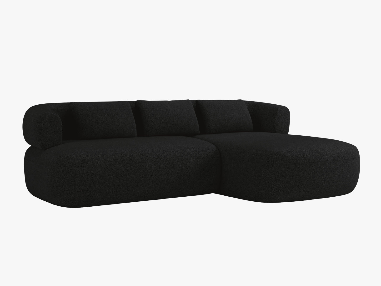 Elegantes Jenny Ecksofa rechts, 5-Sitzer in stilvollem Schwarz, ideal für moderne Wohnräume. Hochwertige Verarbeitung von Micadoni.