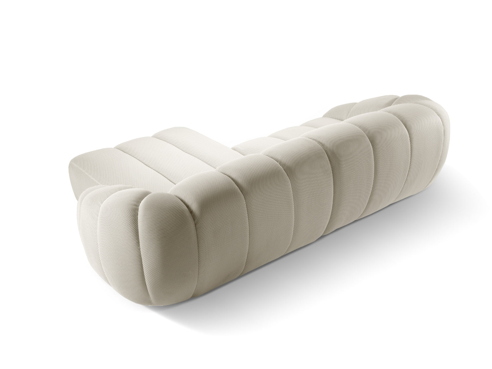 Elegantes Ecksofa Diana in hellem Beige, ideal für stilvolle Wohnräume. Komfort und Qualität vereint in einem modernen Design von Micadoni.