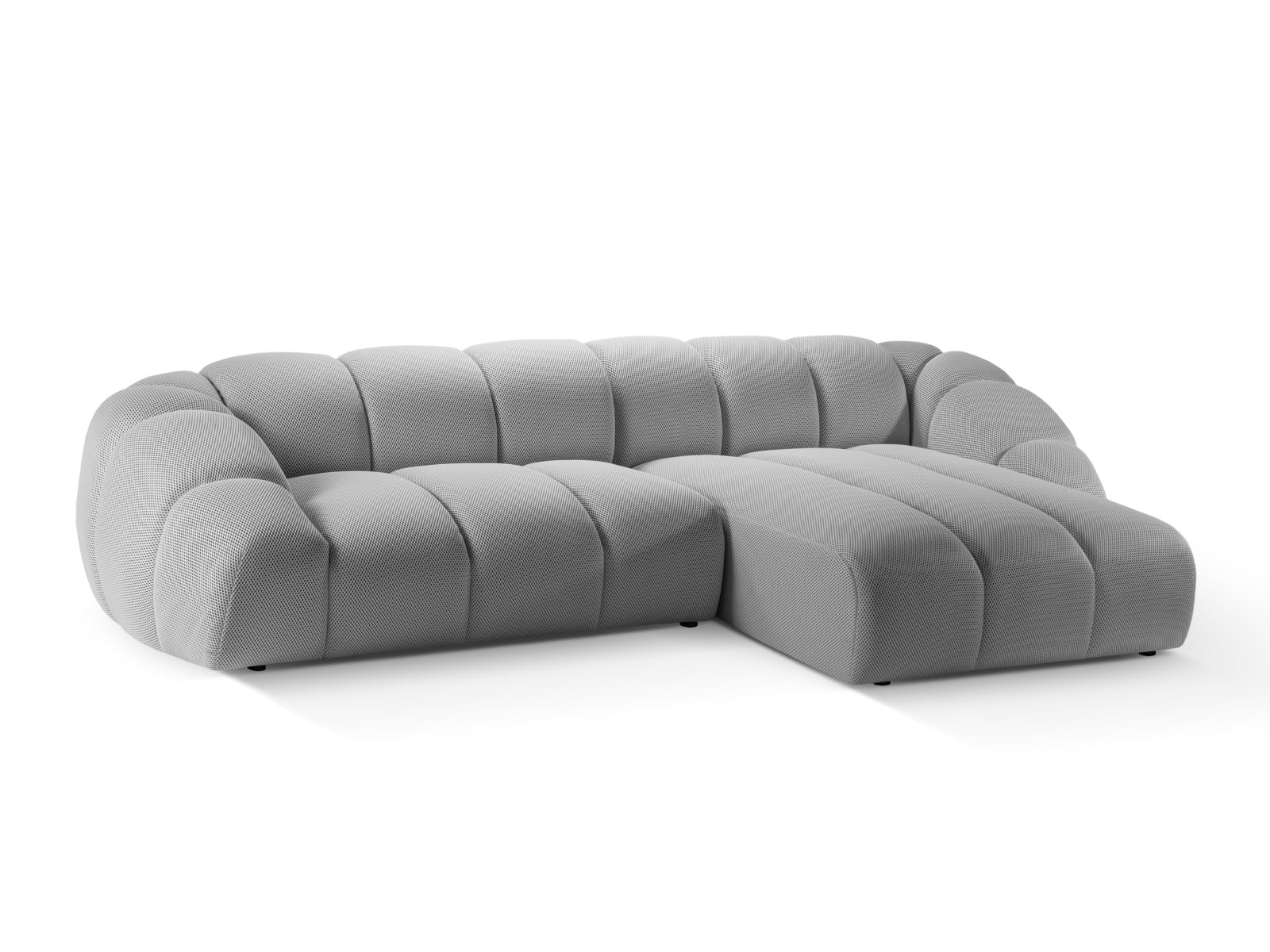 Modernes 4-Sitzer Ecksofa Diana in Silver-Sonic, rechtsseitig, perfekt für gemütliche und stilvolle Wohnzimmergestaltung.