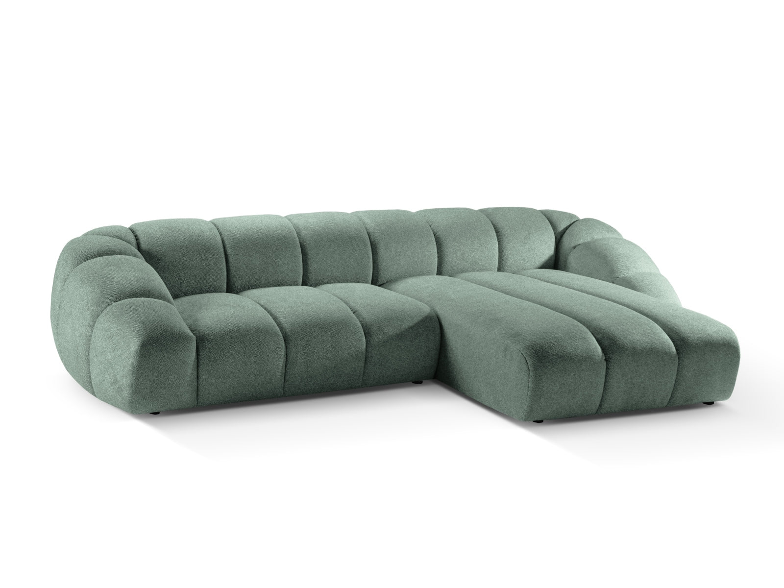 Modernes Diana Ecksofa in zartem Mint-Bubble, 4-Sitzer L-Sofa von Micadoni, ideal für gemütliche Stunden und stilvolle Einrichtung.