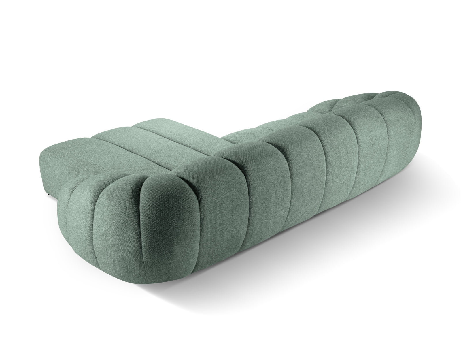 Elegantes Diana Ecksofa in sanftem Mint-Bubble, 4-Sitzer L-Form von Micadoni, perfekt für entspannte Momente und modernes Wohndesign.
