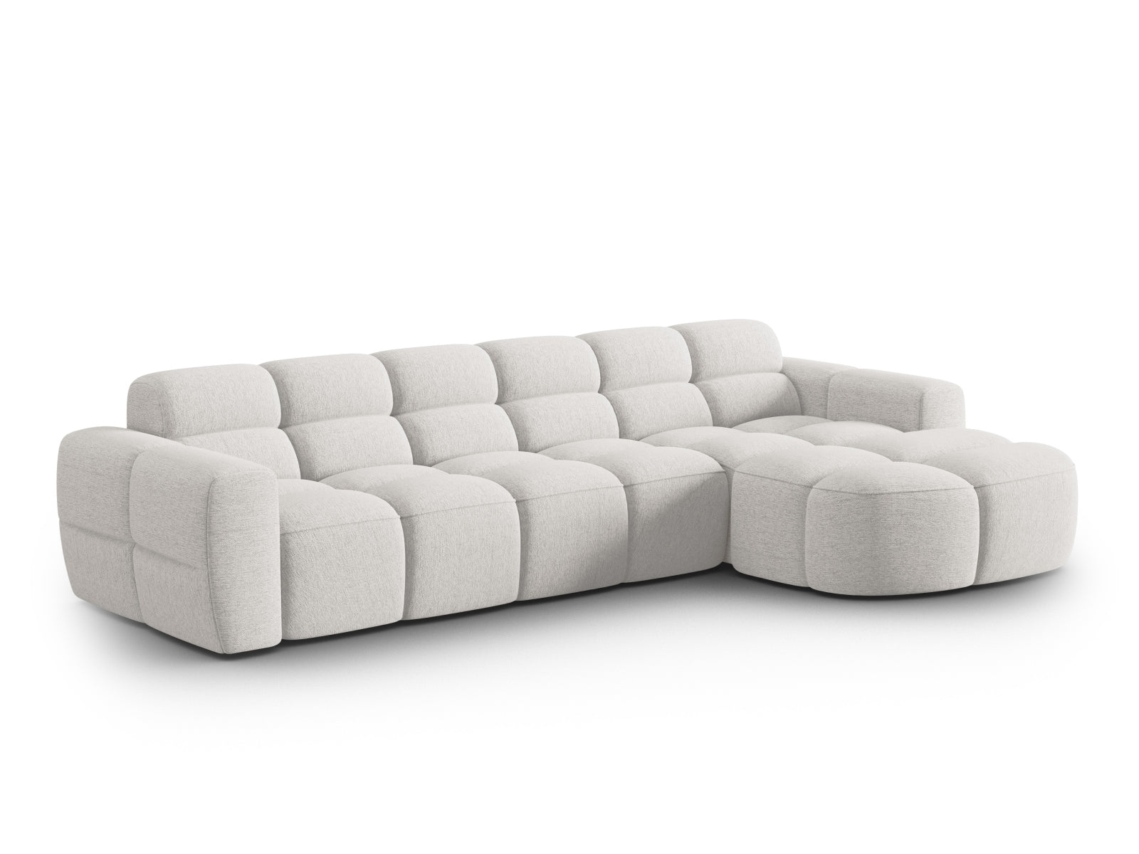 Erleben Sie das stilvolle Lisa Ecksofa rechts 4 Sitzer von Micadoni. Hochwertiger Velours, modernes Design und viel Platz für Ihr Zuhause.