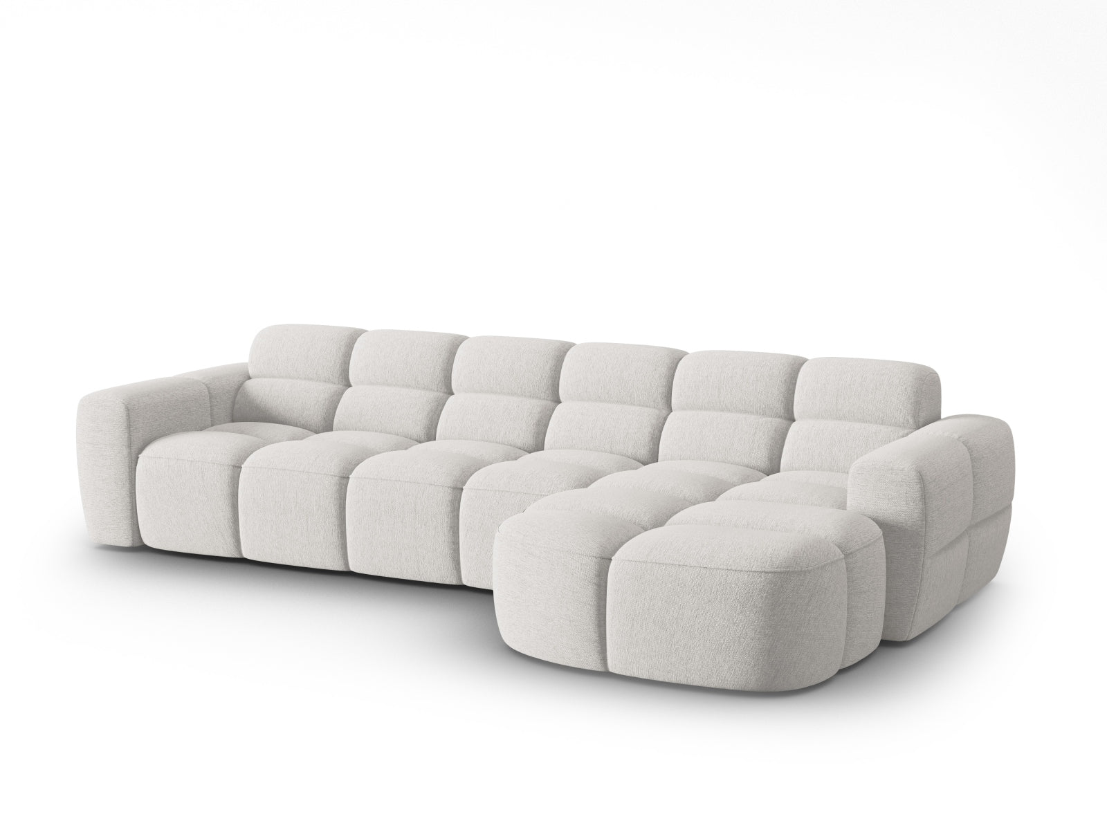 Entdecken Sie das elegante Lisa Ecksofa rechts 4 Sitzer von Micadoni. Mit luxuriösem Velours und modernem Design bietet es optimalen Komfort und Platz.