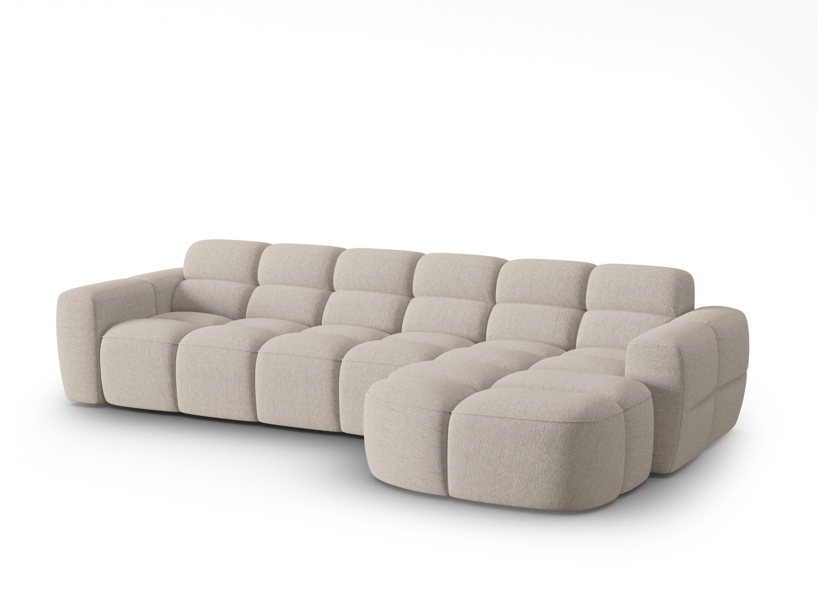 Erleben Sie das stilvolle Lisa Ecksofa rechts 4 Sitzer von Micadoni. Mit edlem Velours und zeitgemässem Design wird Ihr Wohnraum zum Highlight.