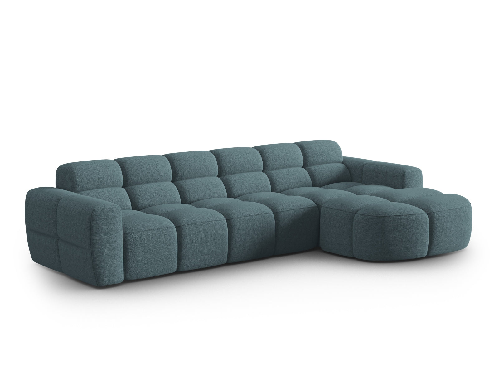 Erleben Sie das stilvolle Lisa Ecksofa rechts 4 Sitzer von Micadoni. Mit edlem Velours und zeitgemässem Design wird Ihr Wohnraum zum Highlight.