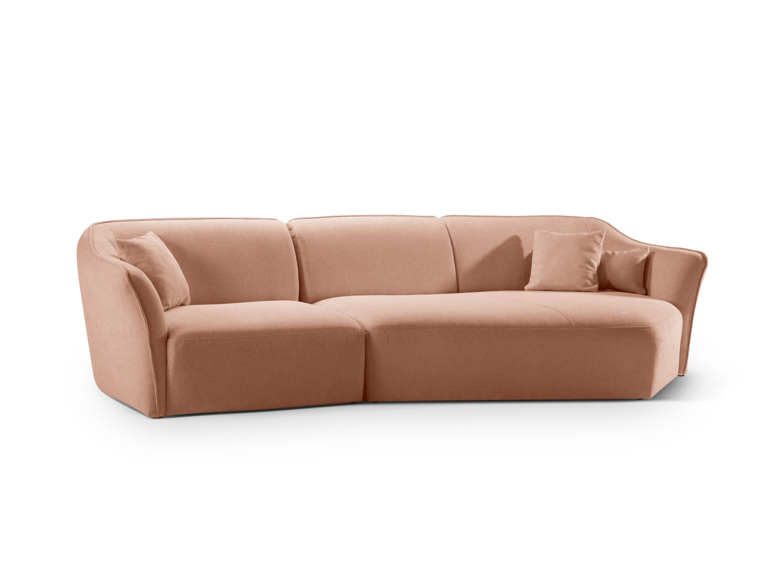 Erleben Sie das elegante Hailey Boucle Ecksofa rechts von Micadoni – ein 5-Sitzer, der modernes Design und höchsten Komfort in Ihr Zuhause bringt.