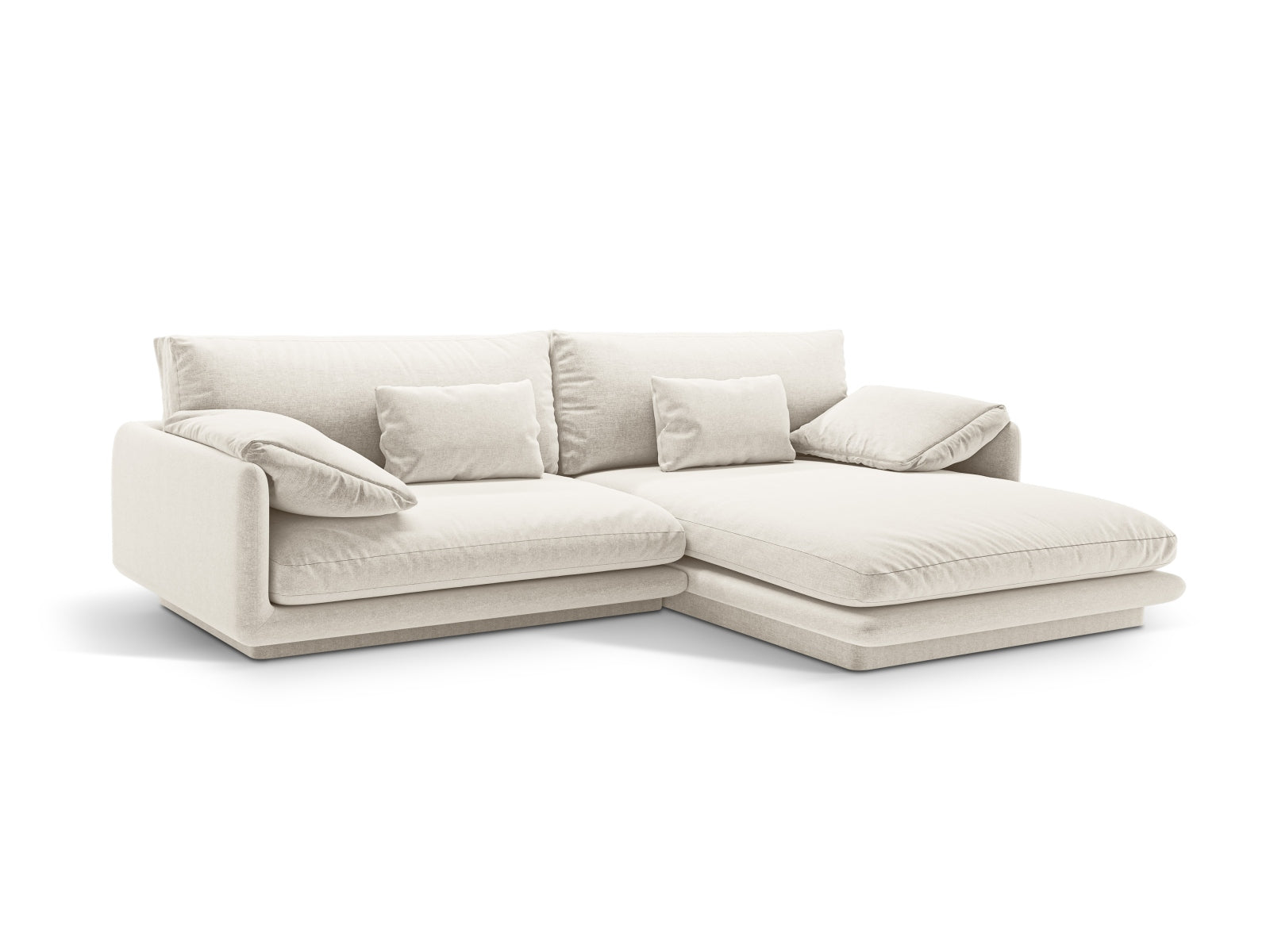 Entdecken Sie das Torino Ecksofa rechts von Micadoni – elegantes Velours, grosszügiger 4-Sitzer für ultimativen Komfort und zeitgemässes Interieur.
