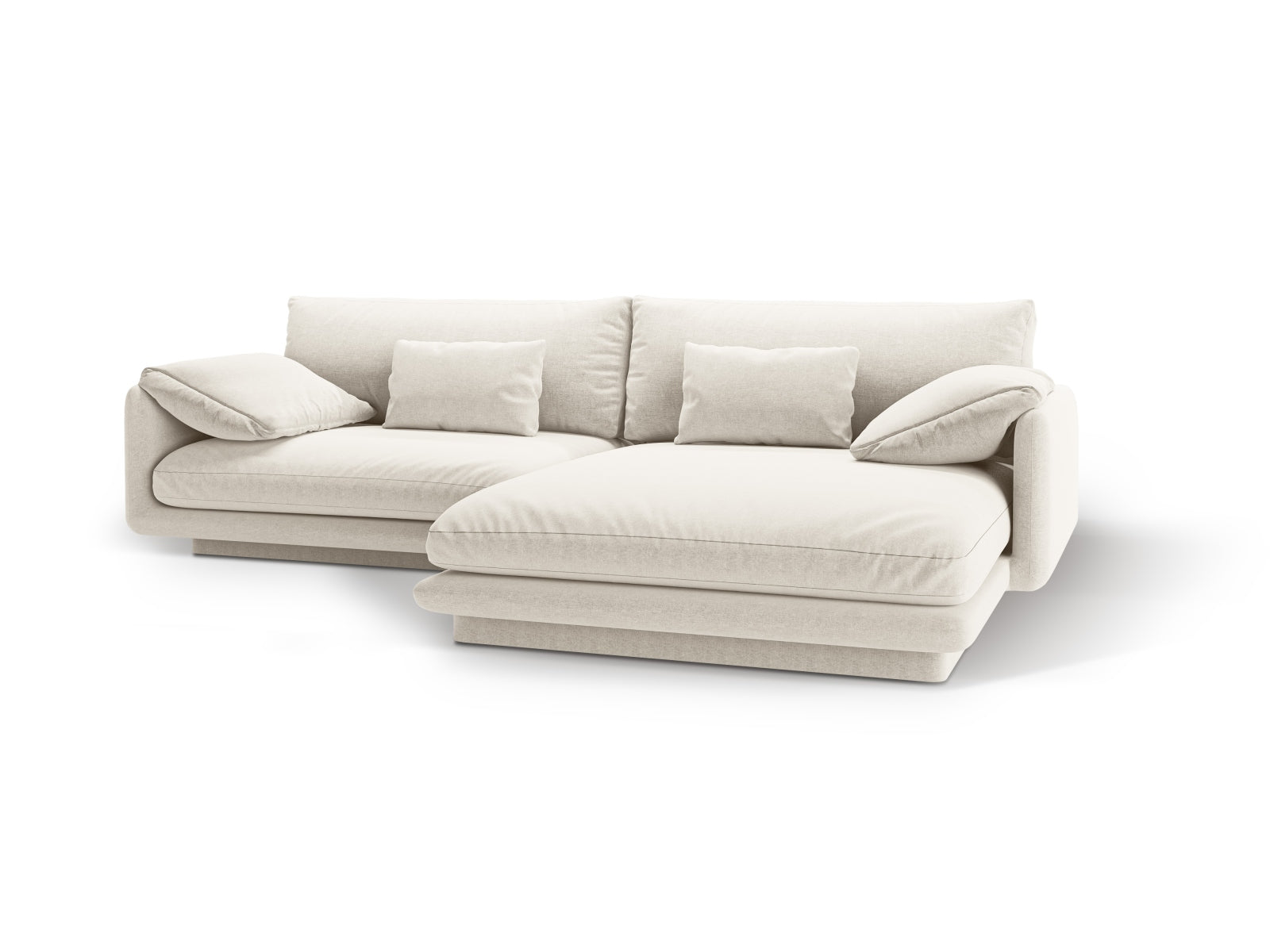 Entdecken Sie das Torino Ecksofa rechts von Micadoni – elegantes Velours, grosszügiger 4-Sitzer für ultimativen Komfort und zeitgemässes Interieur.